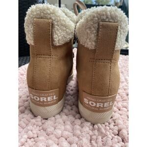 SOREL Women's Out N About Cozy Sherpa Wedge Waterproof Boots Tawny Buff Size 10